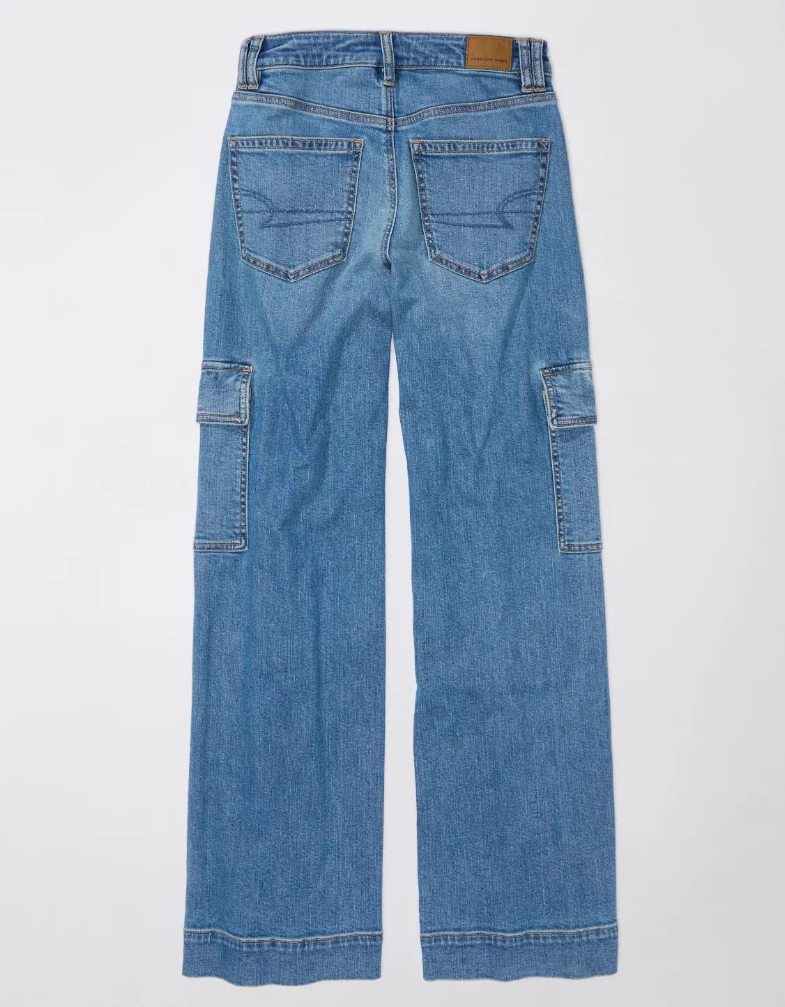 AE Dreamy Drape Stretch Super High-Waisted Cargo Baggy Wide-Leg Jean | American Eagle Outfitters (US & CA)