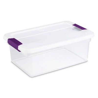 Sterilite 15qt Clear View Storage Bin with Latch Purple | Target