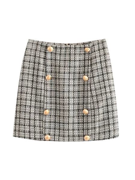'Gemanie' Tweed Buttoned Mini Skirt | Goodnight Macaroon