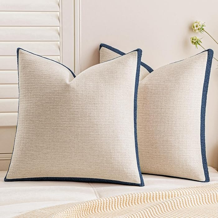 Loop Yarn Linen-Like Pillow Cover Natural Soft Decorative Throw Pillow Case Farmhouse 18x18 Inch,... | Amazon (US)