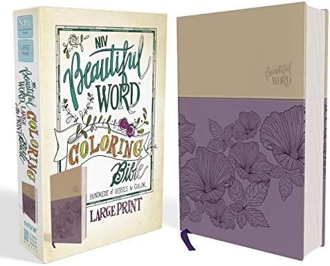 NIV, Beautiful Word Coloring Bible, Large Print, Leathersoft, Purple/Tan: Hundreds of Verses to C... | Amazon (US)