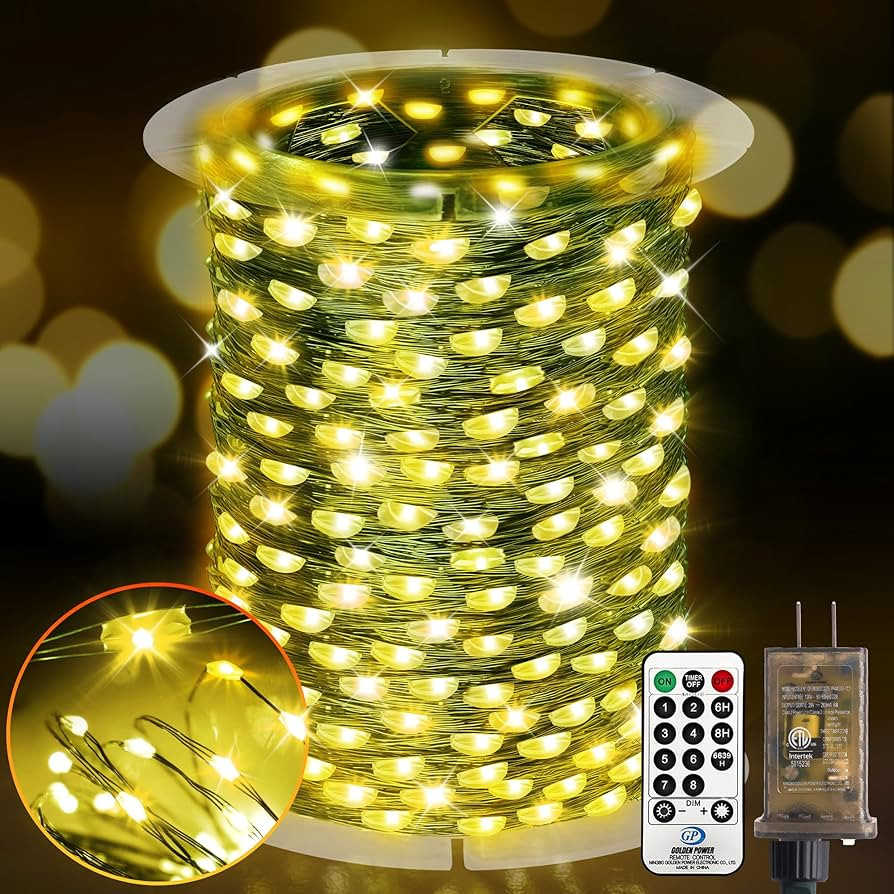 KNONEW 203FT Outdoor Christmas Fairy Lights Plug in,600 LED String Lights Outdoor Waterproof 8 Mo... | Amazon (US)