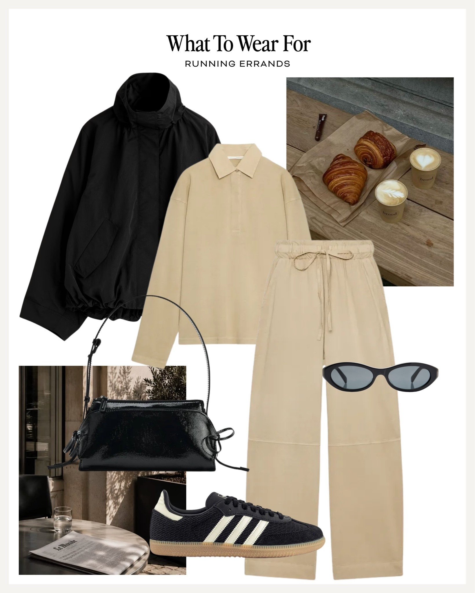 Running errands 🤎

Adidas samba, athleisure, black jacket, beige Zara co-ord set,