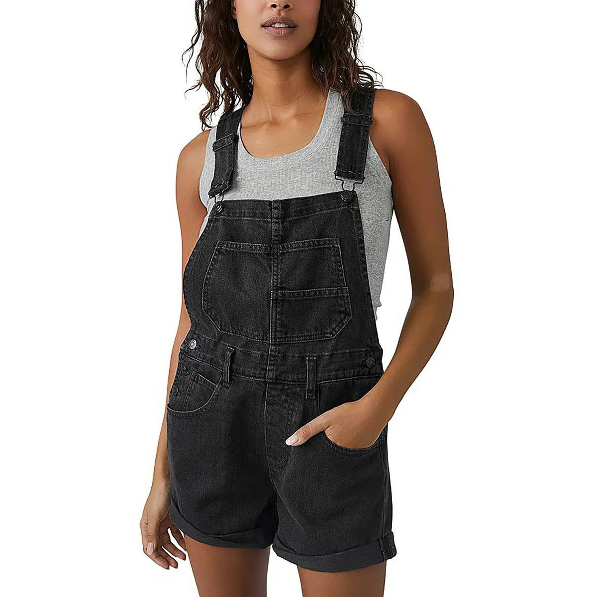Ziggy Womens Cuffed Denim Shortalls | Shop Simon