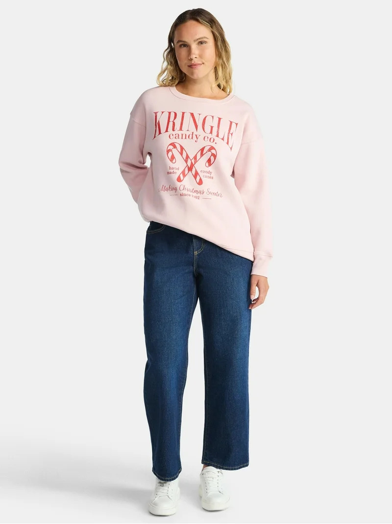 Women's Christmas Kringle Canes Graphic Fleece from Holiday Time, Sizes S-XXXL | Walmart (US)