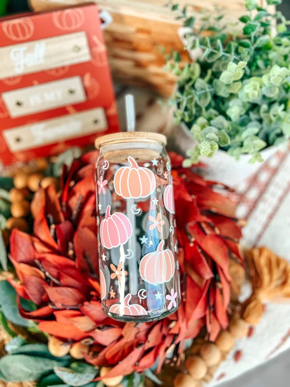 Pastel Pumpkins Beer Can Glass  Fall Beer Can Glass  Pumpkin - Etsy | Etsy (US)