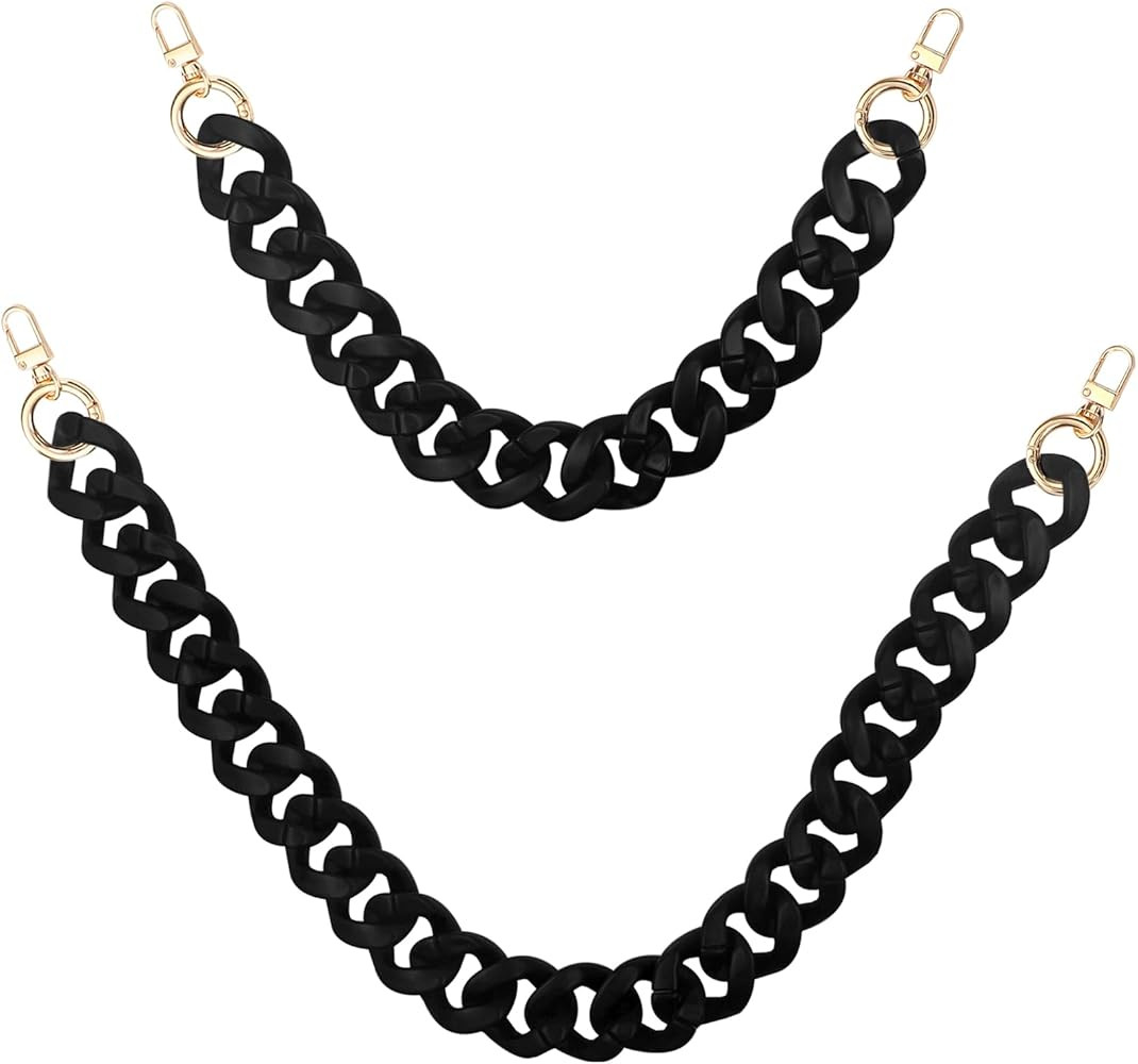 SourceTon 2 PCS Black Acrylic Handbag Chain Straps, Flat Replacement Chains for Purses, Tote Bags... | Amazon (US)