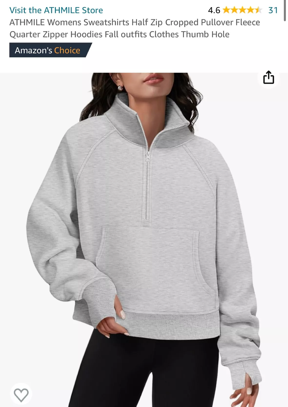  Womens Sweatshirts Half Zip Cropped Pullover Fleece