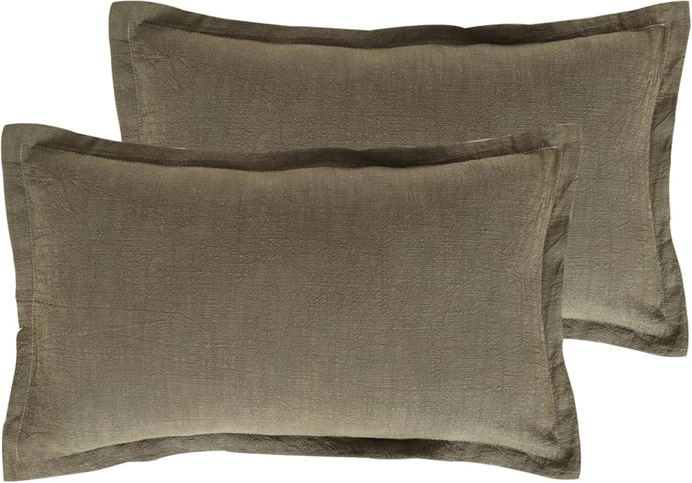 patdrea Green Decorative Throw Pillow Covers with Folding Edge 12x20 2 Piece Set,Shabby Chic Farm... | Amazon (US)