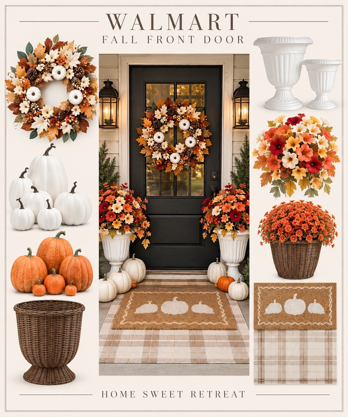 Walmart fall finds for a front door that looks way more expensive than it is 🍂🤎

A few pumpkins, layered mats, overflowing fall florals and a really good wreath - basically everything you need for that cozy, pulled-together fall entrance.

#LTKSeasonal #LTKHome