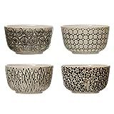 Amazon.com: Creative Co-Op Hand-Stamped Stoneware Bowl with Embossed Pattern, Black & Cream Color... | Amazon (US)