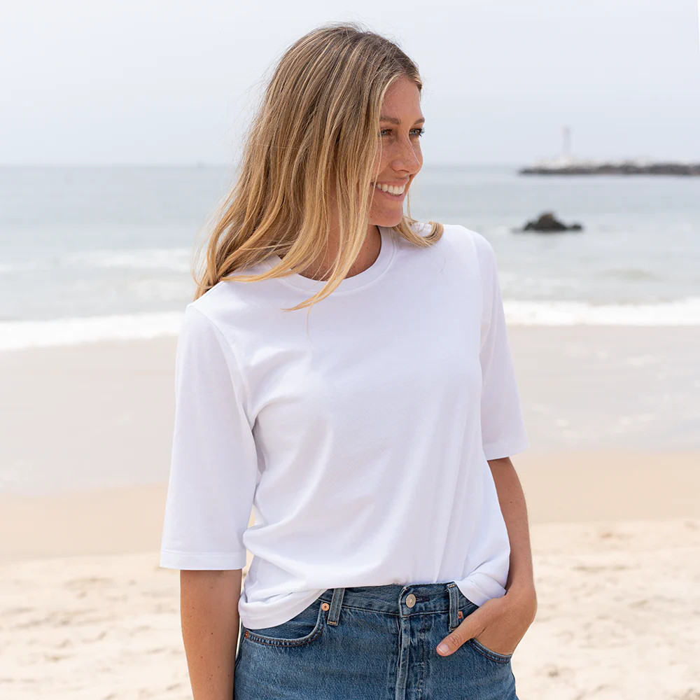 Womens Elbow Sleeve Crew Neck | The Classic T Shirt Company