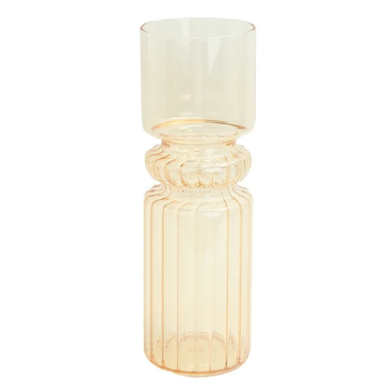 Iridescent Yellow Fluted 9.7" Indoor Tabletop Glass Vase | Walmart (US)