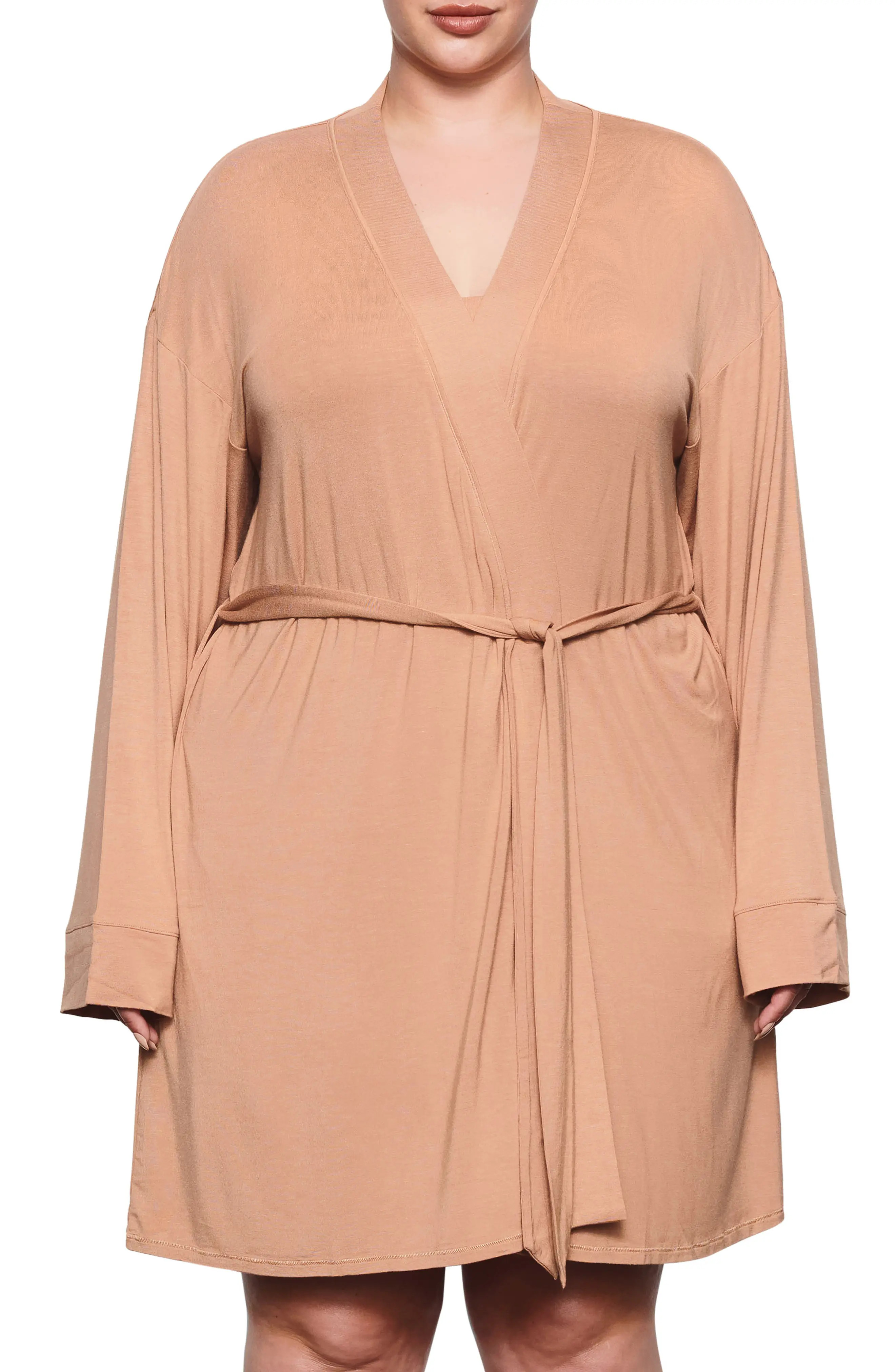 SKIMS Sleep Knit Robe in Ochre at Nordstrom, Size X-Large | Nordstrom