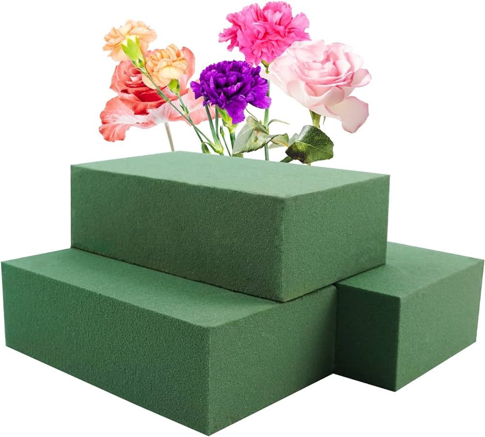 3Pcs Floral Foam Blocks,Green Wet Dry Flower Foam Plant Foam for Fresh & Artificial Flower Arrang... | Amazon (US)