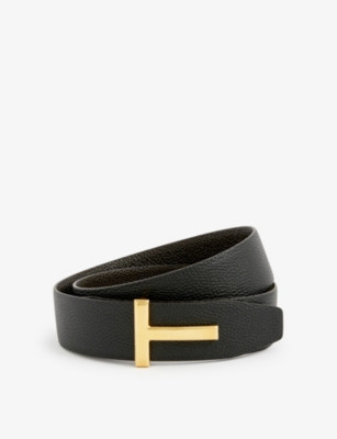 Reversible T logo grained-leather belt | Selfridges