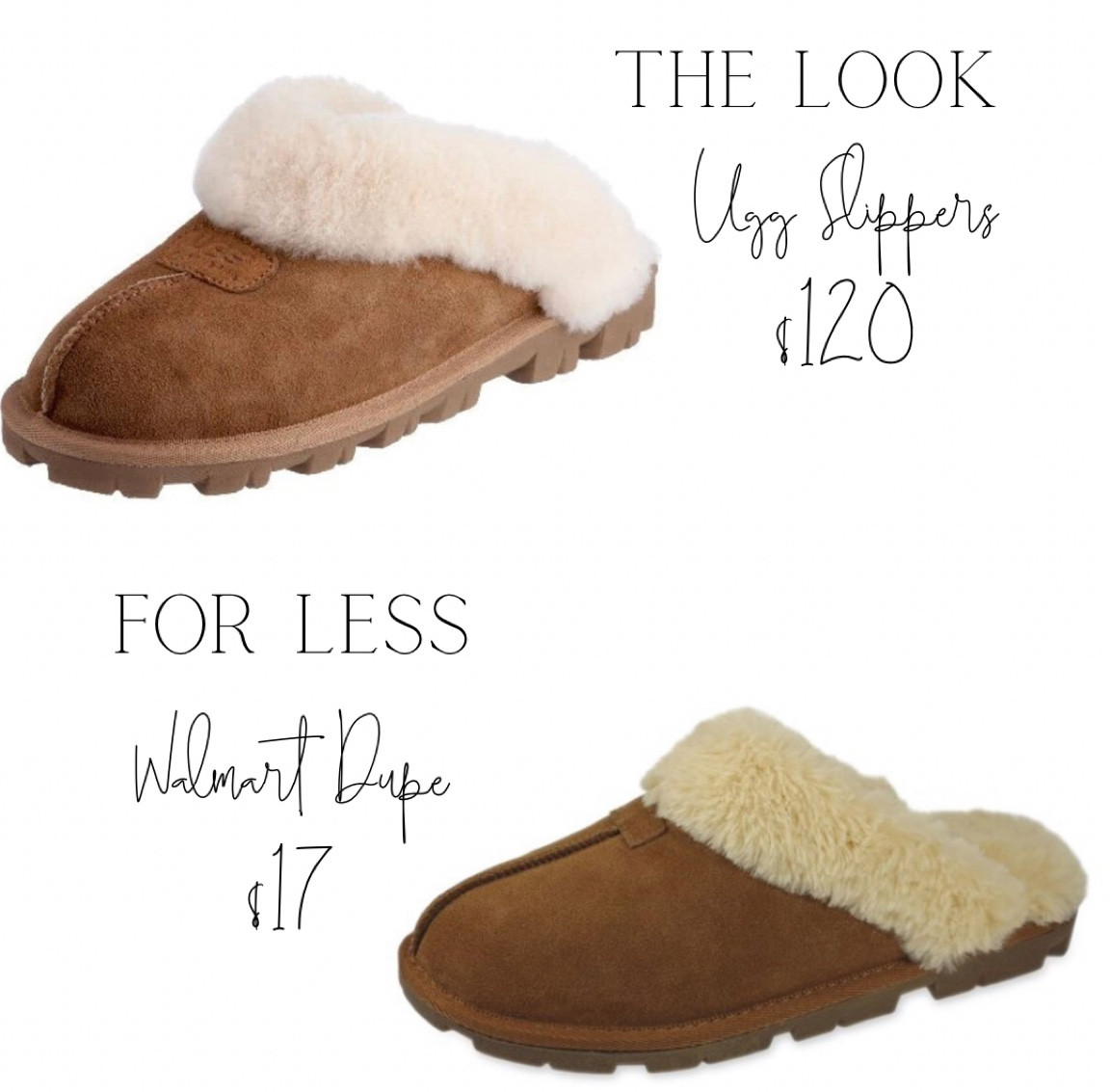 LOOK FOR LESS! Ugg Slippers dupe at Walmart for $17! 
Walmart finds / dupe / Ugg slippers

#LTKstyletip #LTKunder50 #LTKshoecrush