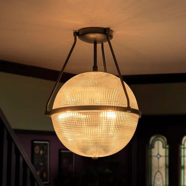 Neven Glass Semi Flush Mount | Wayfair North America