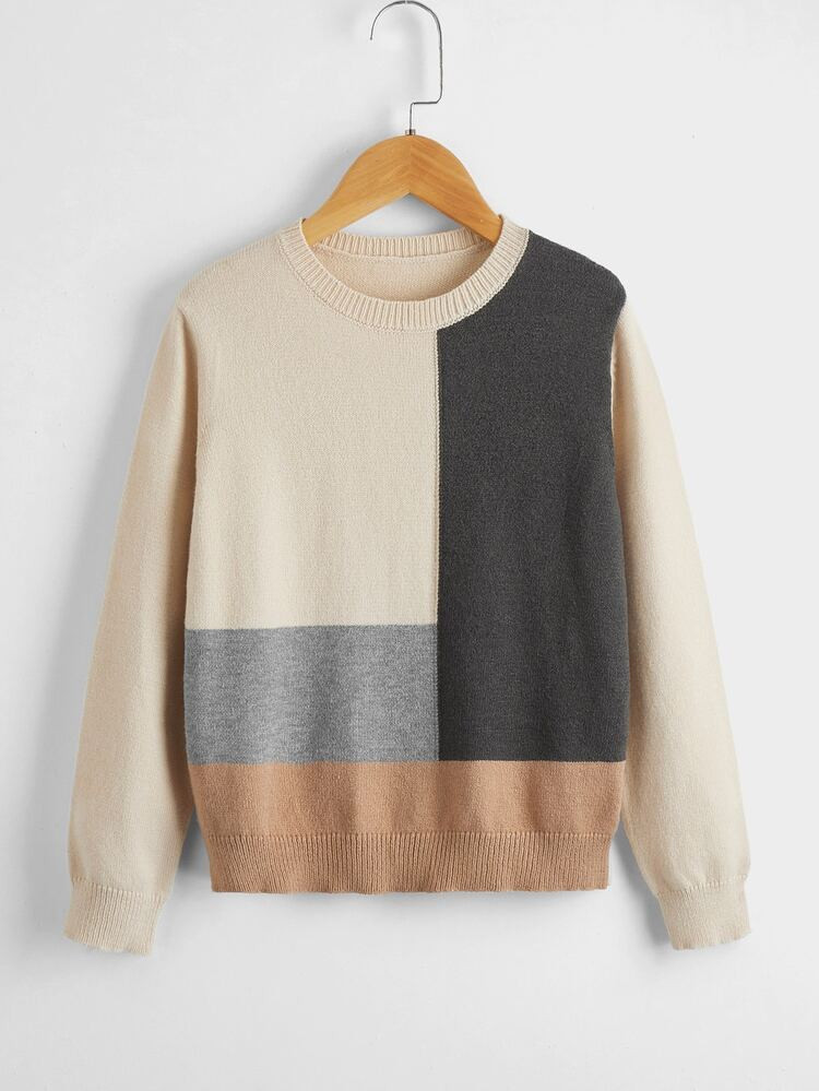 SHEIN Boys Color Block Sweater | SHEIN