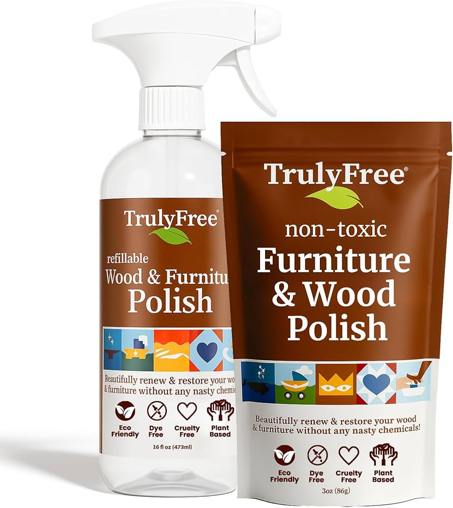Truly Free Natural Wood Cleaner & Furniture Polish - Leather Cleaner, Vinyl, Furniture & Wood Pol... | Amazon (US)