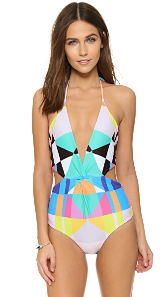 Mara Hoffman Reversible Twist Front Cutout One Piece - Diamond Aqua | Shopbop