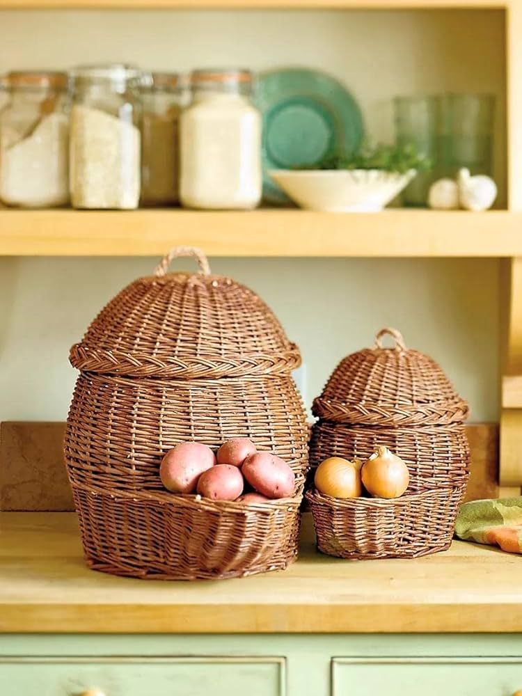Gardener's Supply Company Potato and Onion Woven Basket | Natural Wooden Basket Storage for Fruit... | Amazon (US)