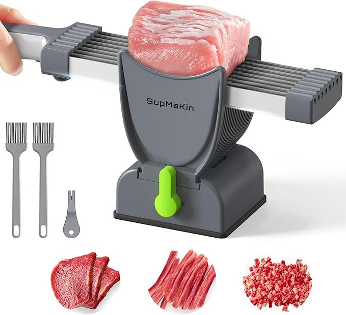 Fresh Meat Slicer, Thickness Adjustable 2 or 4 mm, 17 IN 1 Stainless Steel Cleaver Kitchen Knife,... | Amazon (US)