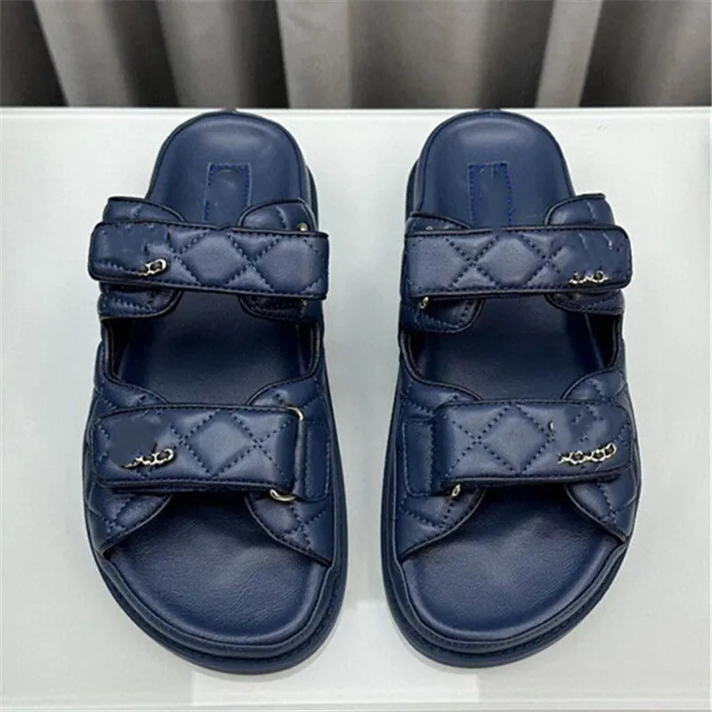 sandals designer sandals slippers slides luxury sandals genuine leather flat black green Women fr... | DHGate