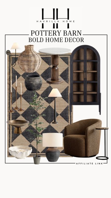 Pottery barn bold home decor, bold home decor favorites, bold home decor, pottery barn, arched cabinet, brown accent chair, bold home decor, rug, throw pillows, ceramic vases, table lamp, styling elements. 

#LTKFindsUnder100 #LTKStyleTip #LTKHome