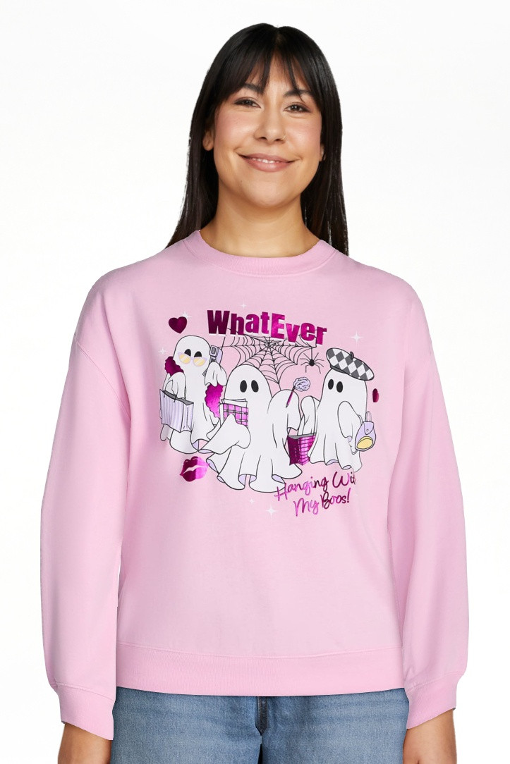 Whatever Ghost Women's Halloween Graphic Crew Sweatshirt, Sizes XXS-XXL | Walmart (US)