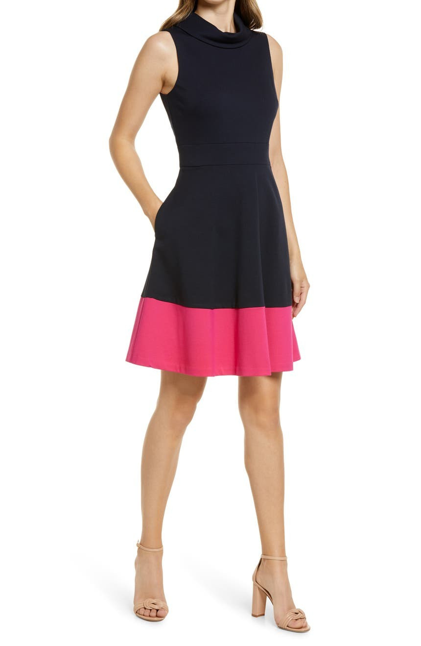 Colorblock Sleeveless Fit & Flare Dress | Nordstrom
