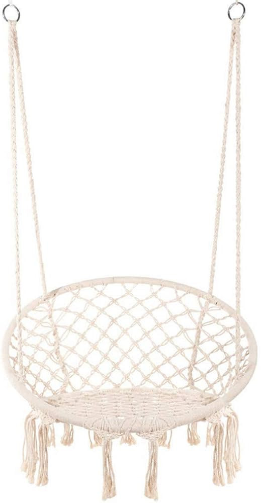 Hammock Chair Macrame Swing, Hanging Cotton Rope Macrame Hammock Swing Chair for Indoor, Outdoor ... | Amazon (US)