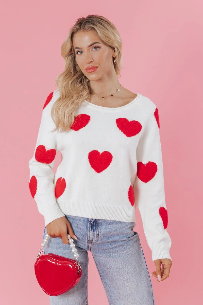 My Sweet Heart Boat Neck Sweater - Ivory | Magnolia Boutique