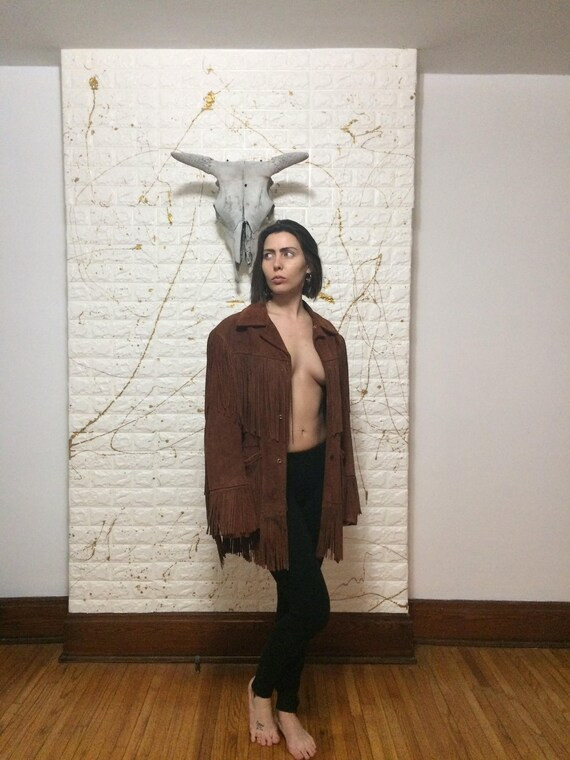 Vintage veste en cuir daim marron Reed Sportswear avec frange | Etsy (FR)