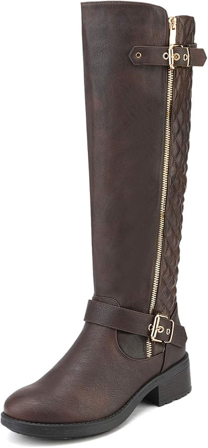 DREAM PAIRS Women's Knee High Boots Wide Calf Low Heel Riding Boots Fall Tall Boots for Women | Amazon (US)