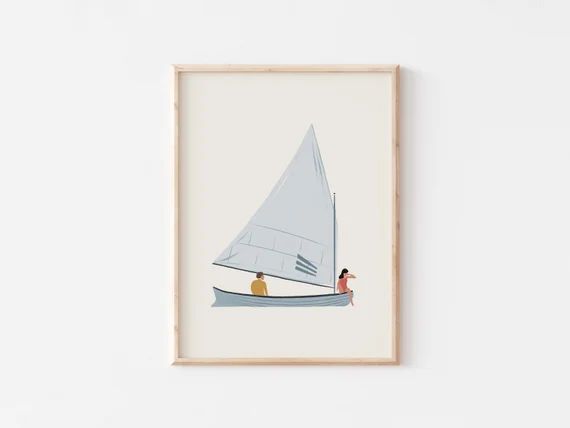 Sailboat Print, Coastal Print, Nautical Decor, Beige Wall Art, Nursery Print | Etsy (US)