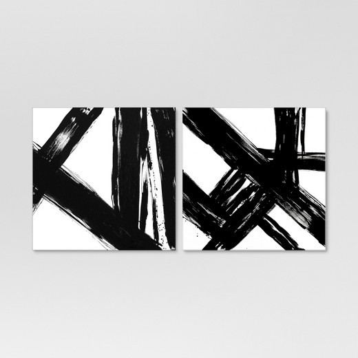 Abstract Black and White 22"x22" 2-Pack Embellished Canvas - Threshold™ | Target