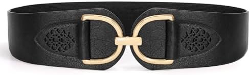 SANSTHS Vintage Women Stretchy Wide Belt with Chunky Buckle, Elastic Wide Waist Belts for Dresses... | Amazon (CA)