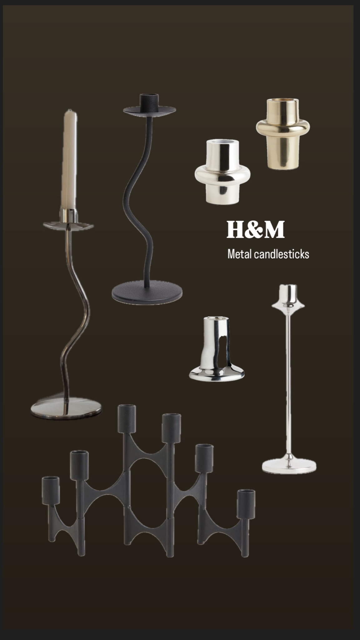 Metal candlesticks 

H&M metal coloured candlesticks. Black, silver and gold coloured  

#LTKhome #LTKuk #LTKeurope