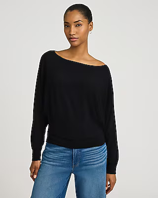 Crepe Convertible Dolman Long Sleeve Banded Bottom Sweater | Express