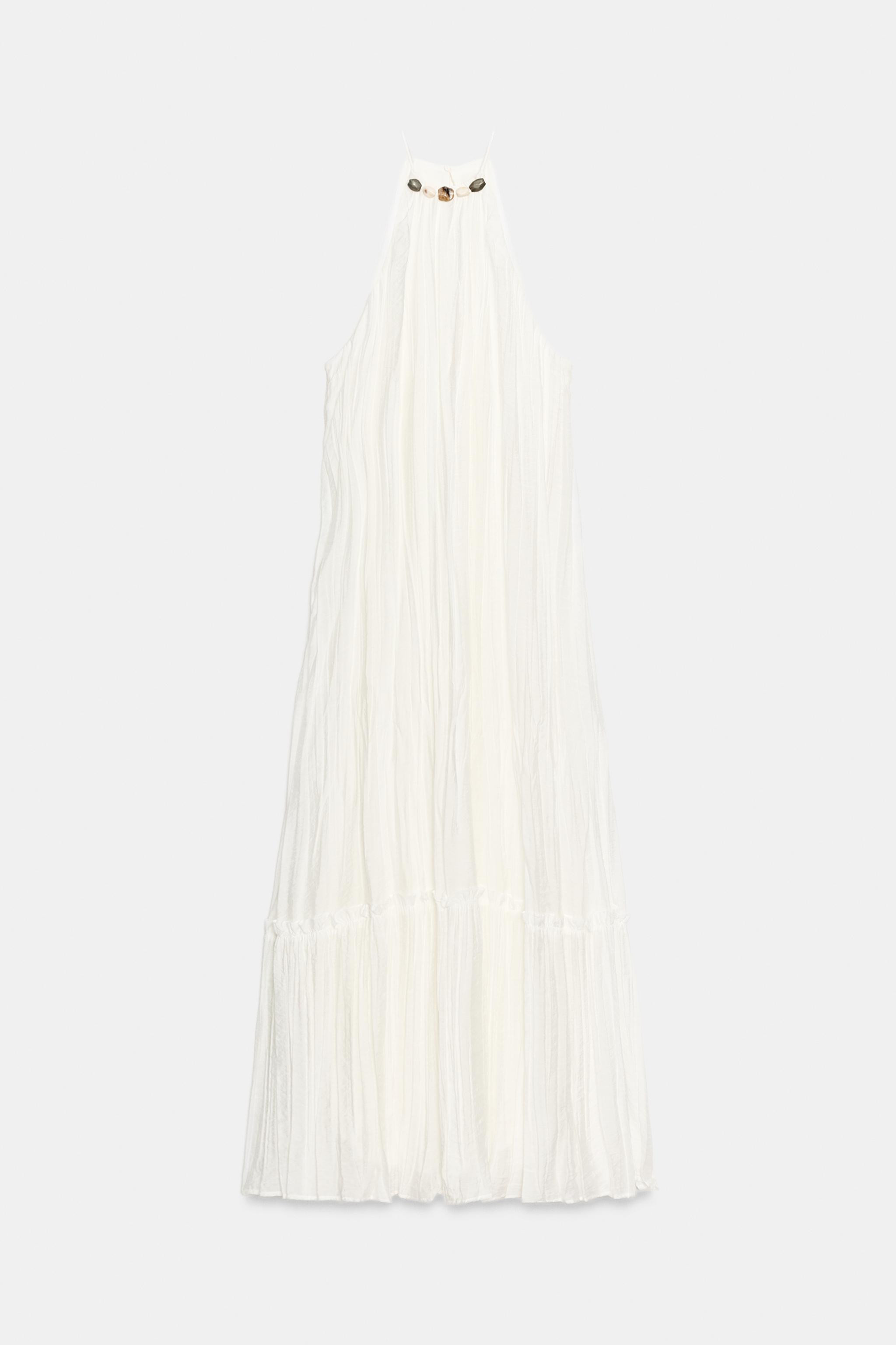 BEADED WRINKLE-EFFECT MIDI DRESS | Zara US