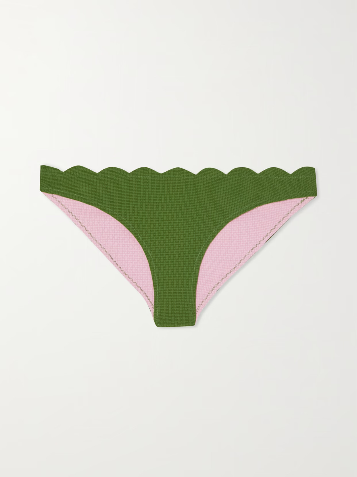 Marysia - Santa Barbara Reversible Scalloped Seersucker Bikini Briefs - Green | NET-A-PORTER (US)