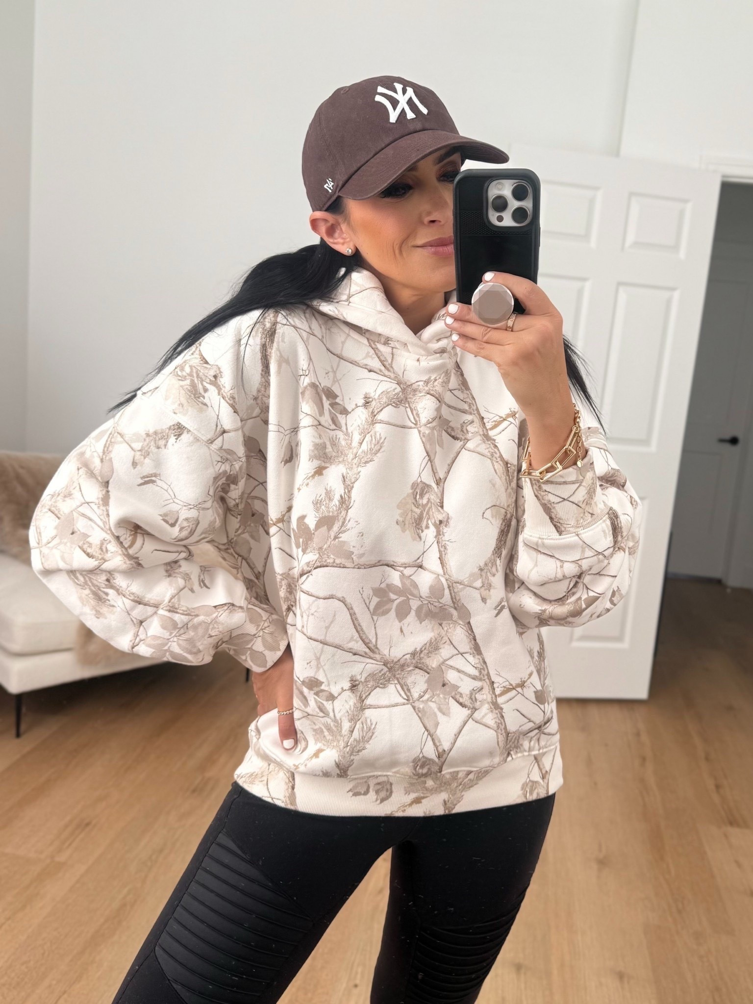 Alo Yoga Moto Leggings. Abercombie Sunday Hoodie wearing size medium $52 originally $70. 