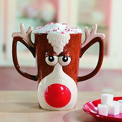Fun Express Reindeer Face Mug-Holiday Drinkware-Hot Cocoa Gift-Holiday Decor-1 pc | Amazon (US)