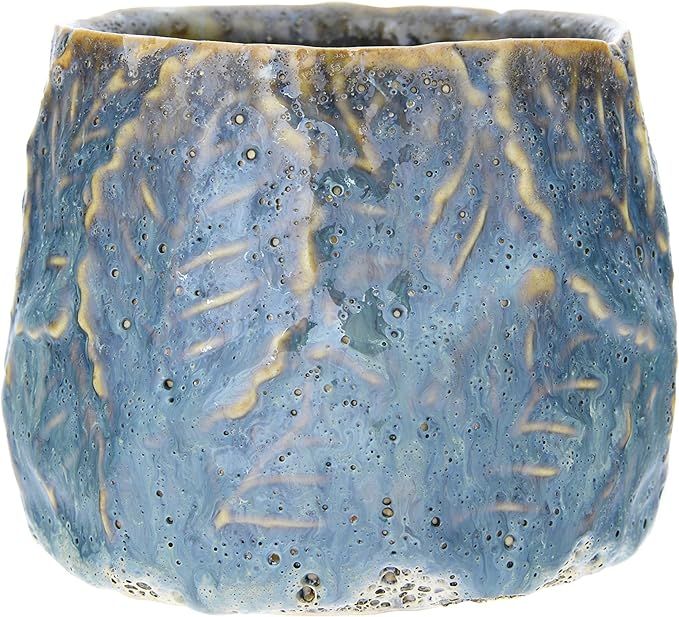 Creative Co-Op 3" H Stoneware Planter with Reactive Glaze Finish (Each one Will Vary) Pot, Blue | Amazon (US)