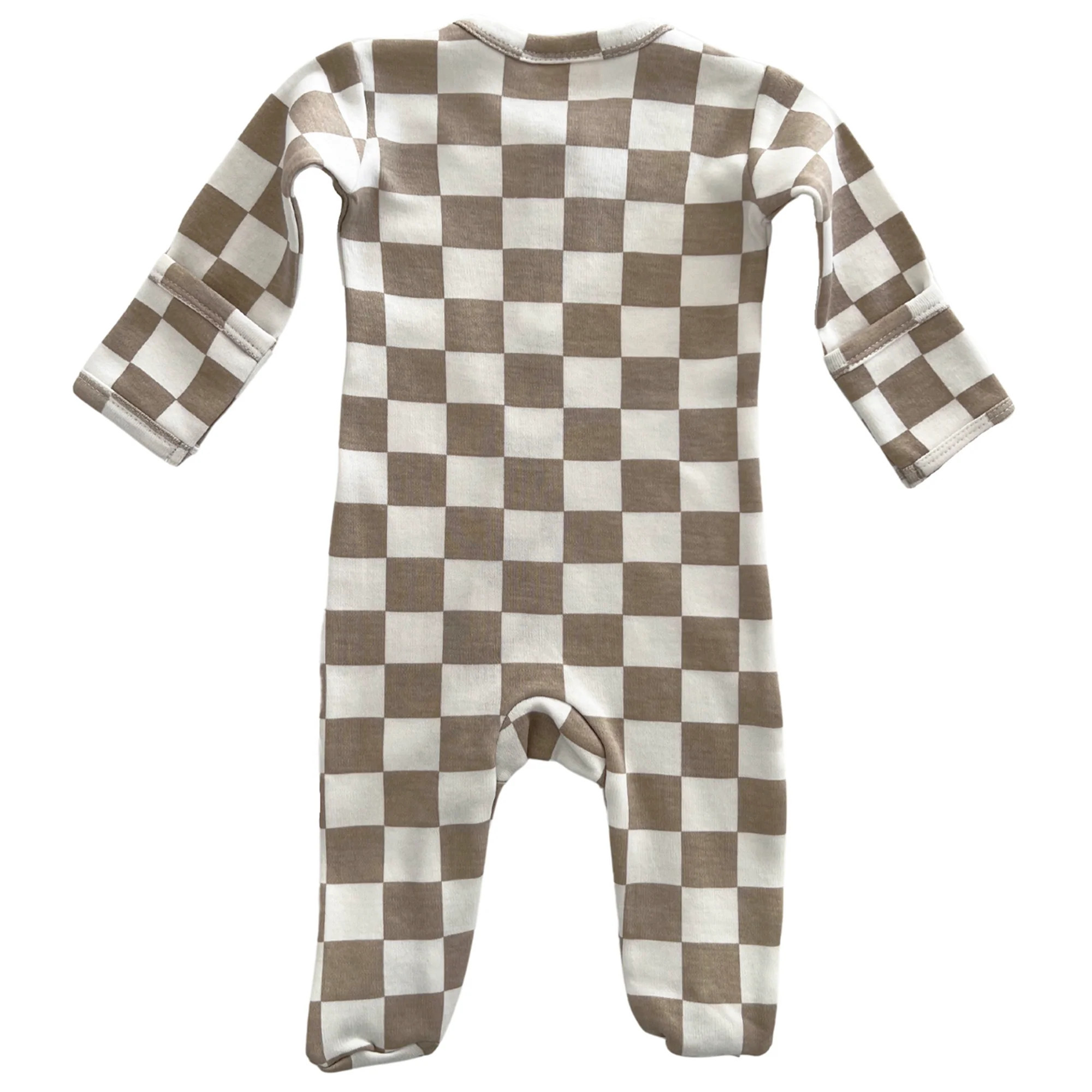 Tiramisu Checkerboard / Organic Zip Footie | SpearmintLOVE