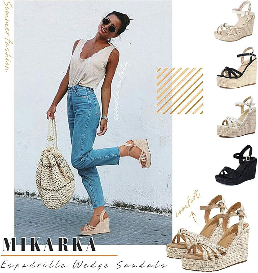 mikarka Sandals for Women 2026: Comfortable Wedge Platform Sandals Women - Braided Espadrilles fo... | Amazon (US)