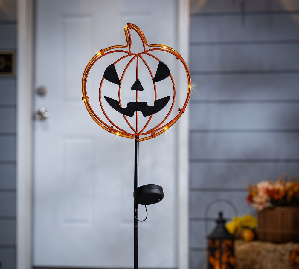 Pumpkin LED Solar Stakes - Set of 2 | Pottery Barn (US)