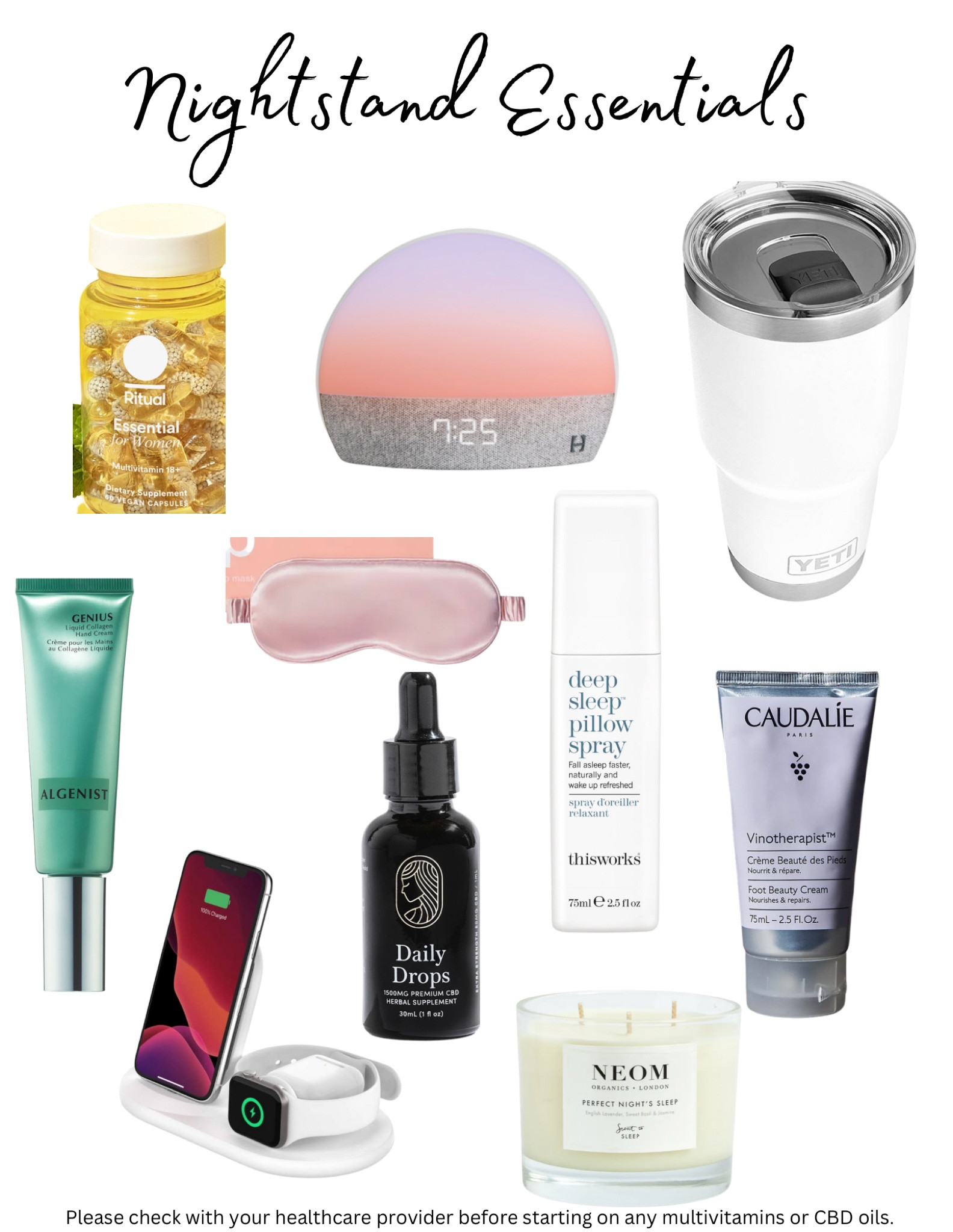 My nightstand essentials, that is a a part of my nighttime routine to have a restful night of sleep

#LTKFind #LTKhome