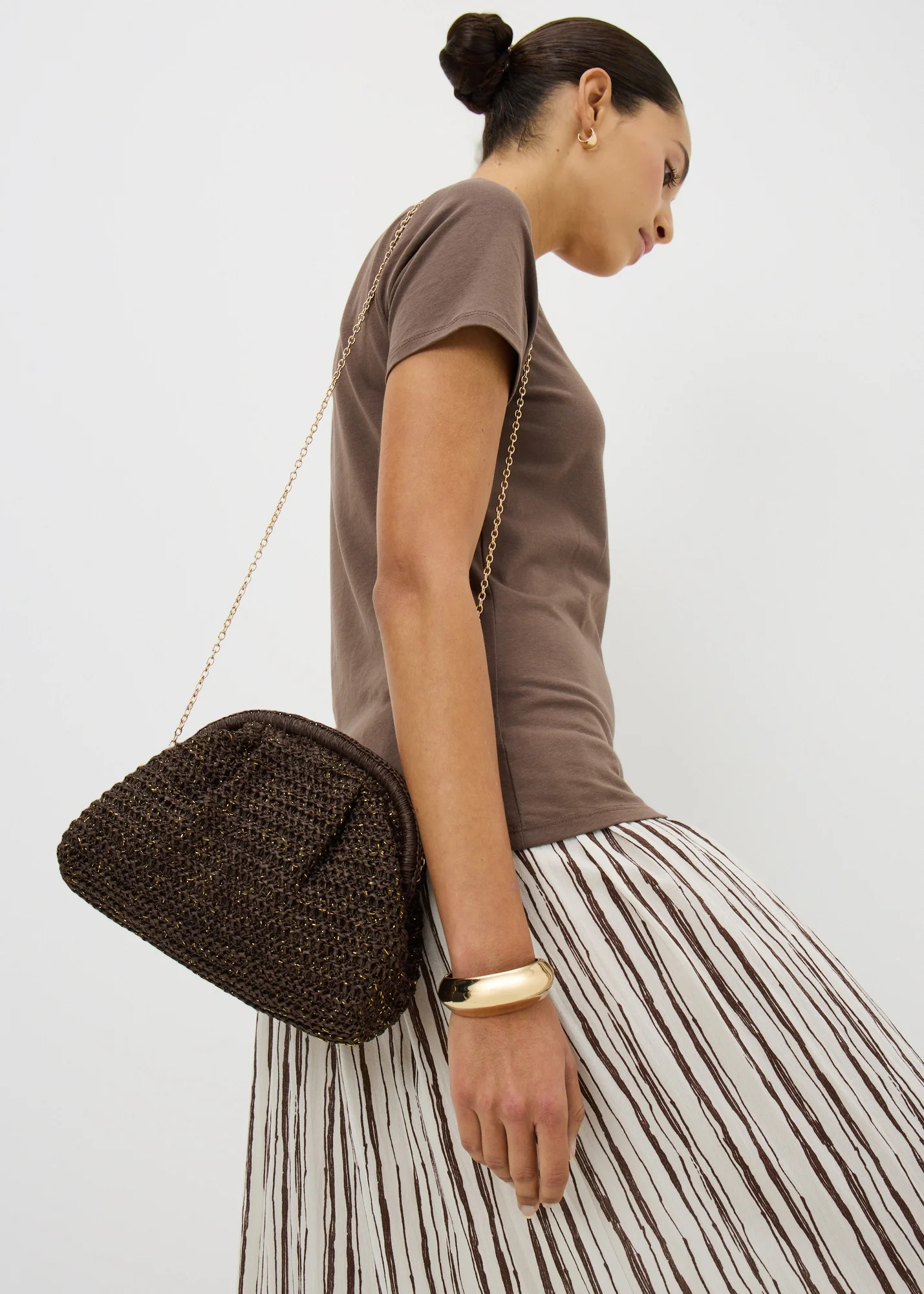 Chocolate Brown Straw Clutch Bag - One Size | Matalan UK | Matalan (UK)